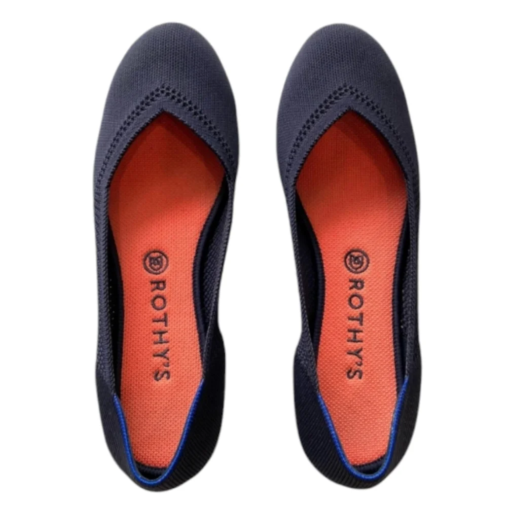Rothys The‎ Flat Maritime Navy Blue Lattice Round Toe Flat Slip on Shoes Size 11